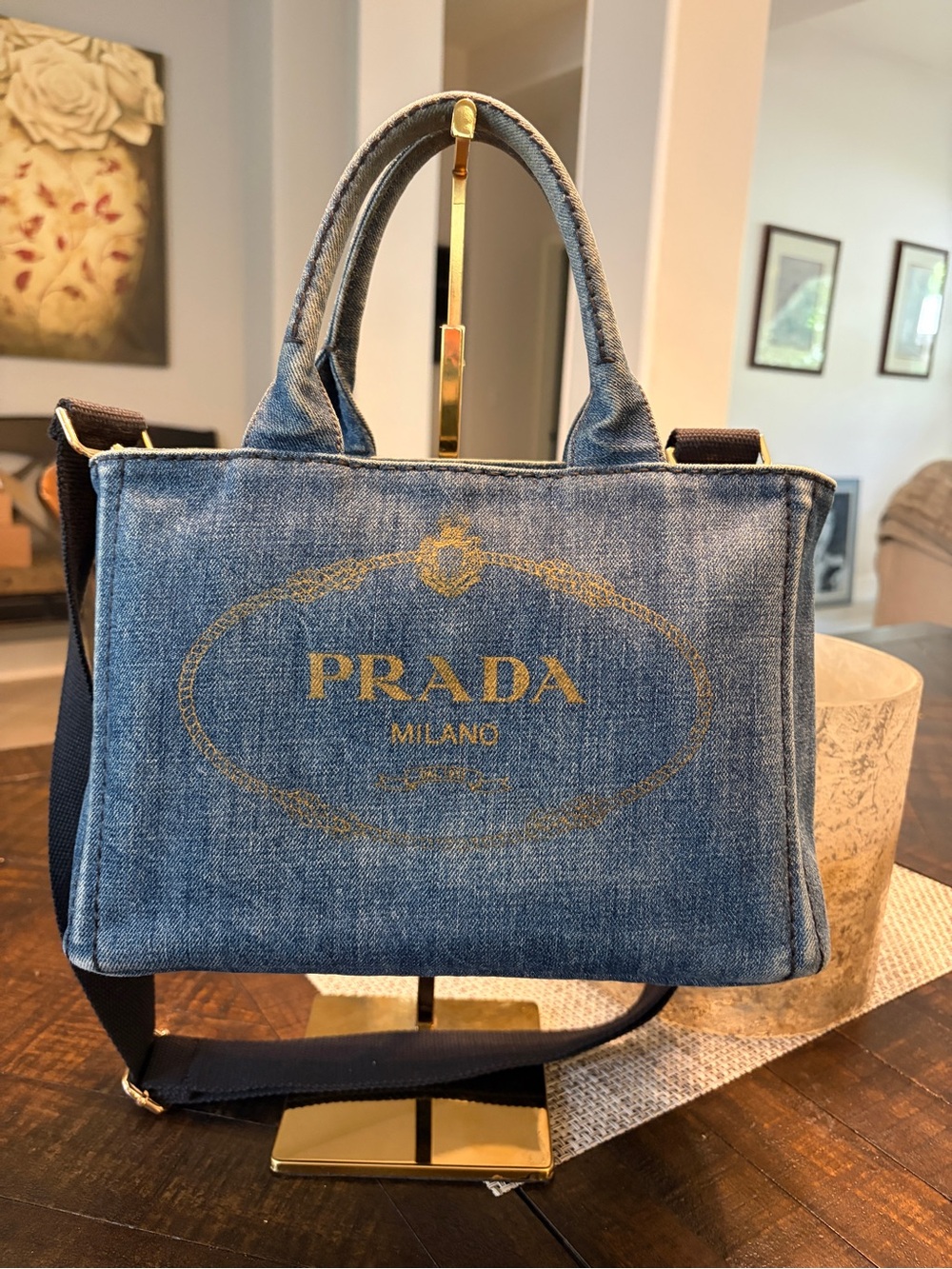 Prada Blue Denim Canapa